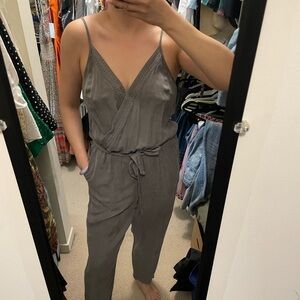 Gray belted jumpsuit from Evereve